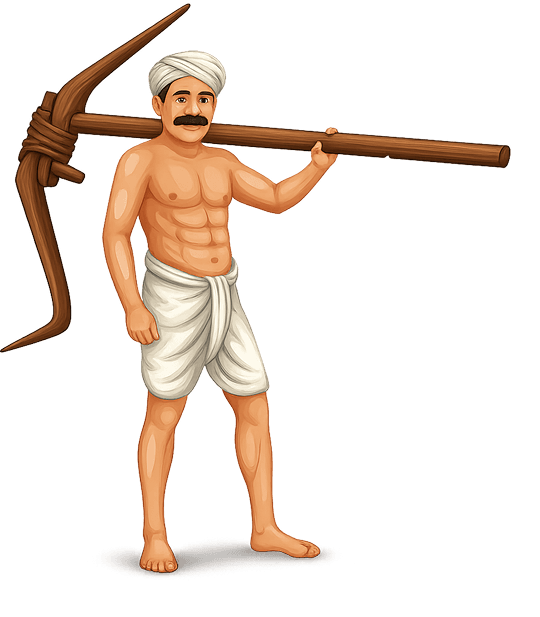 Traditional farmer with farming tool