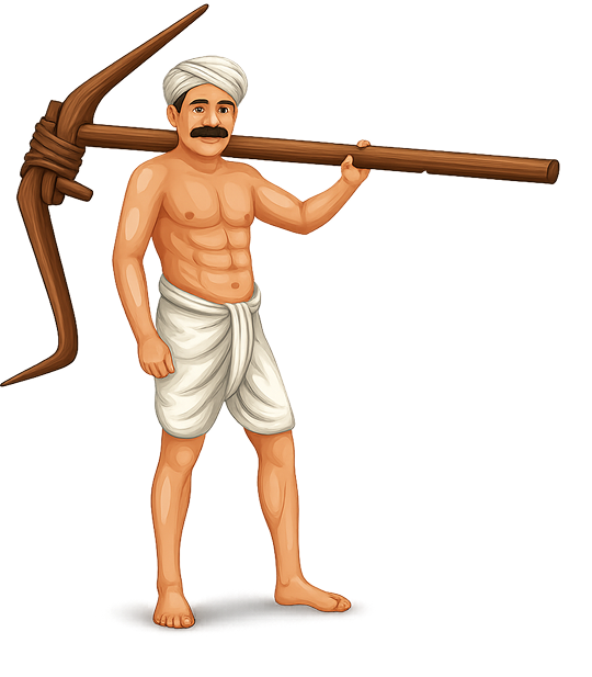 Traditional farmer with farming tool